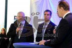 ERC Ingolstadt - Tag der offenen Tür - Talkrunde von links nach rechts - Jiri Ehrenberger Sportdirektor ERC Ingolstadt - Emanuel Viveiros (CO-Trainer ERC Ingolstadt) -Johannes Langer - Larry Huras (Trainer ERC Ingolstadt) - Foto: Jürgen Meyer