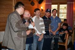 ERC Ingolstadt - Fan Stammtisch - 2016 - Vo li nach re - Stadionsprecher Johannes Langer - Sportdirektor Jiri Ehrenberger - Geschäftsführer Claus Gröbner - Benedikt Kohl (#34 ERC Ingolstadt) - Fabio Wagner (#5 ERC Ingolstadt) - Foto: Jürgen Meyer