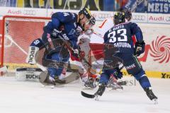 DEL - Eishockey - ERC Ingolstadt - Düsseldorfer EG - Saison 2015/2016 - Björn Barta (#33 ERC Ingolstadt) - Dustin Friesen (#14 ERC Ingolstadt) - Timo Pielmeier Torwart (#51 ERC Ingolstadt) - Foto: Jürgen Meyer