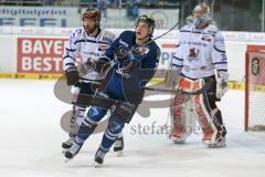 DEL - Eishockey - ERC Ingolstadt - Iserlohn Roosters - Saison 2015/2016 - Brian Lebler (#7 ERC Ingolstadt) - Pickard Chet Torwart (#34 Iserlohn) - Cotè Jean-Philippe (2 Iserlohn) - Foto: Meyer Jürgen