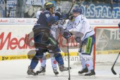 DEL - Eishockey - ERC Ingolstadt - Straubing Tigers - Saison 2015/2016 - Tomas Kubalik (#81 ERC Ingolstadt) - James Connor (#9 Straubing) - Urban Denny (#44 Straubing) - Yeo Dylan (#5 Straubing) - Foto: Jürgen Meyer