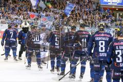 DEL - Eishockey - ERC Ingolstadt - Straubing Tigers - Saison 2015/2016 - Die Spieler klatschen sich nach dem Spiel ab - Foto: Jürgen Meyer