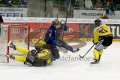 DEL - Eishockey - ERC Ingolstadt - Krefeld Pinguine - Saison 2015/2016 - Petr Taticek (#17 ERC Ingolstadt) - Klein Patrick (#29 Krefeld) Torwart Krefeld - Collins Mike (#13 Krefeld) - Foto: Jürgen Meyer
