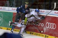 DEL - Eishockey - ERC Ingolstadt - Augsburger Panther - Saison 2015/2016 - Benedikt Schopper (#11 ERC Ingolstadt) - Mike Iggulden (#73 Augsburg)  - Foto: Meyer Jürgen