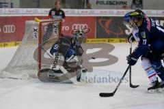 DEL - Eishockey - ERC Ingolstadt - Adler Mannheim - Saison 2015/2016 - Timo Pielmeier (#51 ERC Ingolstadt) bekommt das 0:3 Rheault Jonathan (#46 Mannheim) - Petr Taticek (#17 ERC Ingolstadt) - Foto: Jürgen Meyer