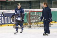 DEL - Eishockey - ERC Ingolstadt - Saison 2015/2016 - Presse Training - David Elsner (ERC) und Co-Trainer Joseph „Peppi“ Heiß (ERC)
