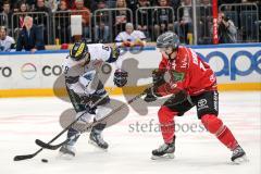 DEL - Eishockey - Kölner Haie - ERC Ingolstadt - Saison 2016/2017 - Thomas Oppenheimer (ERC 8) Zweikampf mit Christian Ehrhoff (10 Köln)