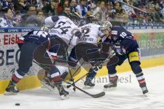 DEL - Eishockey - Eisbären Berlin - ERC Ingolstadt - Saison 2016/2017 - Benedikt Kohl (#34 ERCI) - Patrick McNeill (#2 ERCI) - Spencer Machacek (#10 Berlin) - Vincent Hessler (#16 Berlin) - Foto: Meyer Jürgen