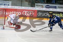 DEL - Eishockey - ERC Ingolstadt - Düsseldorfer EG - Saison 2016/2017 - Thomas Greilinger (#39 ERCI) scheitert an Torwart Mathias Niederberger (Nr.35, Duesseldorfer EG) - Foto: Meyer Jürgen