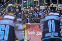 DEL - Eishockey - ERC Ingolstadt - Red Bull München - Petr Pohl (ERC 33) trifft zum Ausgleich 2:2 gegen Torwart Danny aus den Birken (33 RBM), Jubel Tor Spielerbank Bande