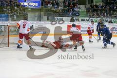 DEL - Eishockey - ERC Ingolstadt - Düsseldorfer EG - Saison 2016/2017 - David Elsner (#61 ERCI) trifft zum 1:0 Führungstreffer - Marco Nowak (Nr.8, Duesseldorfer EG) - Torwart Mathias Niederberger (Nr.35, Duesseldorfer EG) - Jubel - Foto: Meyer Jürgen