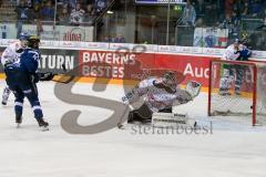 DEL - Eishockey - ERC Ingolstadt - Augsburger Panther - Saison 2016/2017 - Dustin Friesen (#14 ERCI) mit dem 1:1 Ausgleichstreffer - Jubel - Ben Meisner Torwart (#30 Augsburg) - Foto: Meyer Jürgen