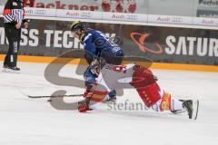 DEL - Eishockey - ERC Ingolstadt - Düsseldorfer EG - Saison 2016/2017 - David Elsner (#61 ERCI) setzt sich durch - Marcel Brandt (Nr.92, Duesseldorfer EG) -  Foto: Meyer Jürgen