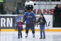 DEL - Eishockey - ERC Ingolstadt - Fischtown Pinguins - Saison 2016/2017 - Xaverl das Maskottchen und die Kinder vom Xaver Kidsclub gehen zum Bully - Foto: Meyer Jürgen