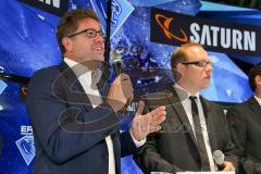 DEL - Eishockey - ERC Ingolstadt - Saison 2016/2017 - Vorstellung Sponsor Saturn und neues Trikot - CEO Media Saturn Wolfgang Kirsch, und Claudius Rehbein