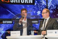DEL - Eishockey - ERC Ingolstadt - Saison 2016/2017 - Vorstellung Sponsor Saturn und neues Trikot - CEO Media Saturn Wolfgang Kirsch, und Claudius Rehbein