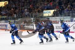 DEL - Eishockey - Saison 2017/2018 - ERC Ingolstadt - Iserlohn Roosters - Tor Siegtor 3:2 durch John Laliberte (ERC 15) Jubel Tor Mike Collins (ERC 13) Brett Olson (ERC 16) Matt Pelech (ERC 23)