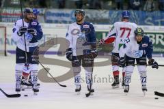 DEL - Eishockey - ERC Ingolstadt - Adler Mannheim - Saison 2017/2018 - Brett Olson (#16 ERCI) - Benedikt Kohl (#34 ERCI) - Dennis Swinnen (#77 ERCI) - Foto: Meyer Jürgen