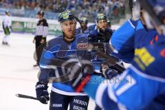 DEL - Eishockey - Saison 2017/2018 - ERC Ingolstadt - Straubing Tigers - Tor Jubel durch Patrick McNeill (ERC 2), Jacob Berglund (ERC 12)