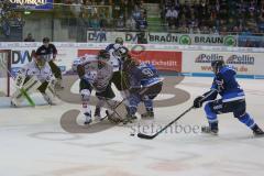 DEL - Eishockey - ERC Ingolstadt - Saison 2017/2018 - ERC Ingolstadt - Straubing Tigers - Torwart Sebastian Vogl (Nr.25, Straubing Tigers) - Colton Jobke (Nr.7, Straubing Tigers) - Laurin Braun (#91 ERCI) - Brett Olson (#16 ERCI) - Foto: Meyer Jürgen