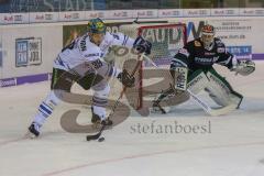 DEL - Eishockey - ERC Ingolstadt - Augsburger Panther - Saison 2017/2018 - Thomas Greilinger (#39 ERCI) - Jonathan Boutin Torwart (#35 AEV) - Foto: Meyer Jürgen