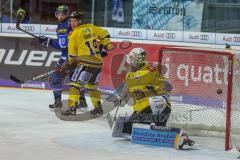 DEL - Eishockey - ERC Ingolstadt - Krefeld Pinguine - Saison 2017/2018 - Der 1:0 Treffer durch Tim Stapleton (#19 ERCI) -jubel - Pätzold Dimitri Torwart (#32 Krefeld) - Foto: Meyer Jürgen