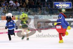 DEL - Eishockey - ERC Ingolstadt - Iserlohn Roosters - Wettlauf Rennen der Maskottchen aus Ingolstadt, Stadtwerke hat gewonnen