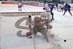 DEL - Eishockey - ERC Ingolstadt - Grizzlys Wolfsburg - Saison 2017/2018 - Dennis Swinnen (#77 ERCI) mit einer Torchance - Jerry Kuhn Torwart(#35 Wolfsburg) - Foto: Meyer Jürgen
