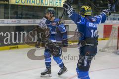 DEL - Eishockey - Playoff - Viertelfinale -  Spiel3 - ERC Ingolstadt - Adler Mannheim - Saison 2017/2018 - Mike Collins (#13 ERCI) schiesst den 4:3 Führungs und Endtreffer in der Overtime - Denis Endras Torwart (#44 Mannheim) John Laliberte (#15 ERCI) - j