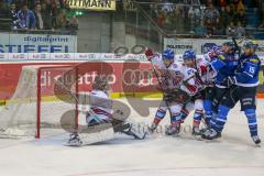 DEL - Eishockey - Playoff - Viertelfinale -  Spiel3 - ERC Ingolstadt - Adler Mannheim - Saison 2017/2018 - Mike Collins (#13 ERCI) nicht in Bild schiesst den 4:3 Führungs und Endtreffer in der Overtime - Denis Endras Torwart (#44 Mannheim) John Laliberte 