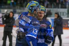 DEL - Eishockey - Playoff - Viertelfinale -  Spiel 5 - ERC Ingolstadt - Adler Mannheim - Saison 2017/2018 - Enttäuschte Gesichter nach dem Spiel - Mike Collins (#13 ERCI) - Laurin Braun (#91 ERCI) -  - Foto: Meyer Jürgen