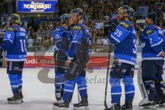 DEL - Eishockey - Playoff - Viertelfinale -  Spiel 5 - ERC Ingolstadt - Adler Mannheim - Saison 2017/2018 - Enttäuschte Gesichter nach der Niederlage - Thomas Greilinger (#39 ERCI) - Patrick McNeill (#2 ERCI) - Mike Collins (#13 ERCI) - Brett Olson (#16 E