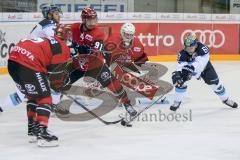 DEL - Eishockey - ERC Ingolstadt - Kölner Haie - Testspiel - Saison 2017/2018 - David Elsner (#61 ERCI) - Gustaf Wesslau(Torwart #29 Köln) - Müller Moritz #91 Köln - Foto: Meyer Jürgen