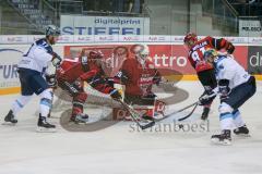 DEL - Eishockey - ERC Ingolstadt - Kölner Haie - Testspiel - Saison 2017/2018 - David Elsner (#61 ERCI) - Gustaf Wesslau(Torwart #29 Köln) - Müller Moritz #91 Köln - Dennis Swinnen (#77 ERCI) - Foto: Meyer Jürgen