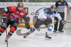 DEL - Eishockey - ERC Ingolstadt - Kölner Haie - Testspiel - Saison 2017/2018 - Christoph Kiefersauer (#21 ERCI) - Ben Hanowski(#86 Köln) - Foto: Meyer Jürgen