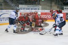 DEL - Eishockey - ERC Ingolstadt - Kölner Haie - Testspiel - Saison 2017/2018 - David Elsner (#61 ERCI) - Gustaf Wesslau(Torwart #29 Köln) - Müller Moritz #91 Köln - Dennis Swinnen (#77 ERCI) - Foto: Meyer Jürgen