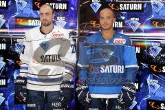 DEL - Eishockey - ERC Ingolstadt - Saison 2017/2018 - Vorstellung neues Trikot Jersey - Matt Pelech (ERC 23) und John Laliberte (ERC 15) / Fotograf: Max Löfgen