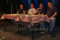 DEL - Eishockey - ERC Ingolstadt - Saison 2017/2018 - Fan Stammtisch - links Torwart Trainer Fabian Dahlem - mitte Co Trainer Tim Regan - rechts Sportdirektor Larry Mitchell -  Johannes Langer ganz rechts - Foto: Meyer Jürgen