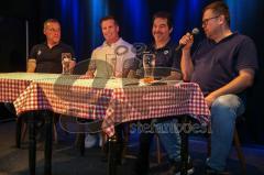 DEL - Eishockey - ERC Ingolstadt - Saison 2017/2018 - Fan Stammtisch - links Torwart Trainer Fabian Dahlem - mitte Co Trainer Tim Regan - rechts Sportdirektor Larry Mitchell -  Johannes Langer ganz rechts - Foto: Meyer Jürgen