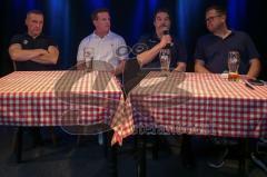 DEL - Eishockey - ERC Ingolstadt - Saison 2017/2018 - Fan Stammtisch - links Torwart Trainer Fabian Dahlem - mitte Co Trainer Tim Regan - rechts Sportdirektor Larry Mitchell -  Johannes Langer ganz rechts - Foto: Meyer Jürgen