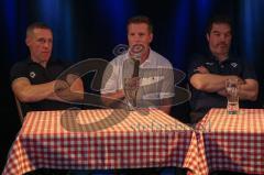 DEL - Eishockey - ERC Ingolstadt - Saison 2017/2018 - Fan Stammtisch - links Torwart Trainer Fabian Dahlem - mitte Co Trainer Tim Regan - rechts Sportdirektor Larry Mitchell -  Foto: Meyer Jürgen