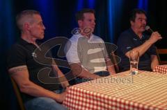 DEL - Eishockey - ERC Ingolstadt - Saison 2017/2018 - Fan Stammtisch - links Torwart Trainer Fabian Dahlem - mitte Co Trainer Tim Regan - rechts Sportdirektor Larry Mitchell - Foto: Meyer Jürgen