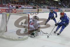 DEL - Eishockey - Saison 2018/2019 - ERC Ingolstadt - Augsburger Panther - Mike Collins (#13 ERCI) trifft zum 2:2 Ausgleichstreffer - Olivier Roy Torwart (#31 Augsburg) - jubel - Foto: Meyer Jürgen