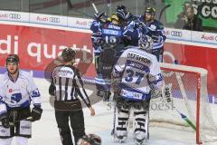 DEL - Eishockey - Saison 2018/2019 - ERC Ingolstadt - Straubing Tigers - Der 4:3 Treffer durch Thomas Greilinger (#39 ERCI) - jubel - Zatkoff Jeffrey Torwart (#37 Straubing) - Foto: Meyer Jürgen