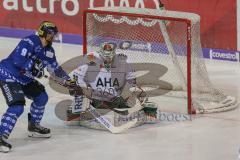 DEL - Eishockey - Saison 2018/2019 - ERC Ingolstadt - Augsburger Panther - Jerry D´Àmigo (#9 ERCI) - Olivier Roy Torwart (#31 Augsburg) - Foto: Meyer Jürgen