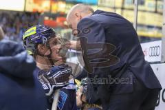 DEL - Eishockey - Saison 2018/2019 - ERC Ingolstadt - Eisbären Berlin - Laurin Braun (#91 ERCI)  - Fabian Dahlem (Torwarttrainer ERCI) - Foto: Meyer Jürgen