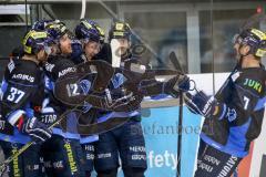 DEL - Eishockey - ERC Ingolstadt - Nürnberg Icetigers - Tor Thomas Greilinger (ERC 39) Jubel 2:1, mit David Elsner (ERC 61) Patrick Cannone (ERC 12) Sean Sullivan (ERC 37) Colton Jobke (7 ERC)