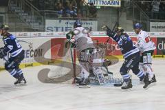 DEL - Eishockey - Saison 2018/2019 - ERC Ingolstadt - Augsburger Panther - Der 1:2 Anschlusstreffer durch David Elsner (#61 ERCI) - jubel - Markus Keller Torwart (#35 Augsburg) - Joachim Ramoser (#47 ERCI) - Foto: Meyer Jürgen