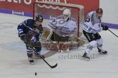 DEL - Eishockey - Saison 2018/2019 - ERC Ingolstadt - Kölner Haie - Mashinter Brandon (#53 ERCI) - Gustaf Wesslau Torwart (#29 Köln) - Foto: Meyer Jürgen