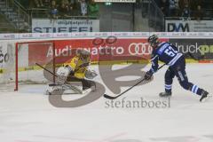 DEL - Eishockey - Saison 2018/2019 - ERC Ingolstadt - Krefeld Pinguine - Der 3:0 Führungstreffer durch Mashinter Brandon (#53 ERCI) - Dimitri Pätzold Torwart (#32 Krefeld) - jubel - Foto: Meyer Jürgen